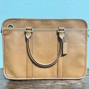 COACH Men Expanded Briefcase Crossbody Brown Saddle Leather Laptop
